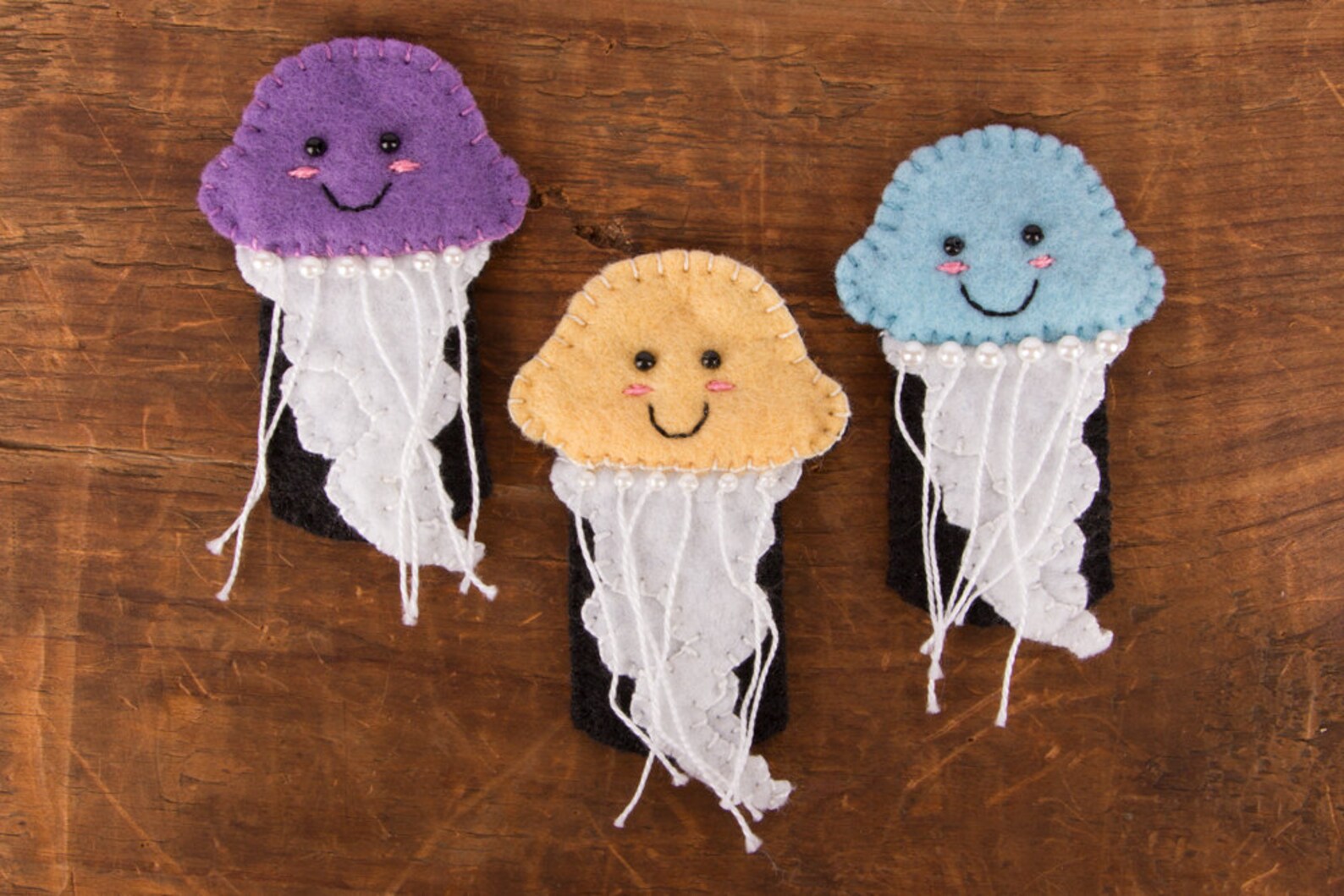 Jellyfish Hand Sewn Wool Felt Finger Puppet Etsy