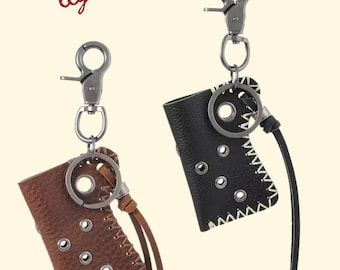 Retro Lighter Case Keychain | Street Style Waist Accessory | Black & Brown