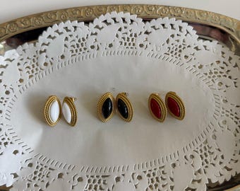 Classic Gold Rope Border Enamel 80s Inspired Earrings | colors available