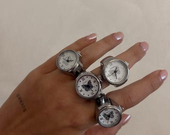 Fjärilsklockaring | Y2K-fingerklocka i rostfritt stål