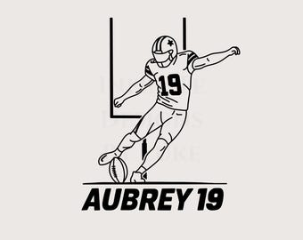 Brandon Aubrey Kicking SVG, Cowboys Design, American Football Player Outline, Number 19, Footy Player, Kickoff, Dallas SVG, Cricut File