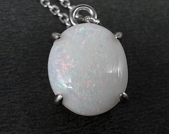 Sterling Silver Opal Pendant 2.1ct Coober Pedy Australian Solid Opal Necklace