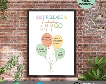 Release and Let It Go Therapy Poster Calm Down Corner Printable Mental Health Wall Art Calm Classroom & Counselor Decor Counseling Visuals
