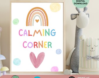 Calm Down Corner, Emotional Regulation, Boho Classroom & Therapy Decor, Self Regulation Kids Poster, Calm Montessori Decor Coping Skills