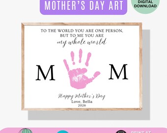 Mother's Day Handprint Art Printable, Mom Gift Handprint Craft, DIY Gift from Kids for Mom Handprint Keepsake, Mother's Day Printable Gift