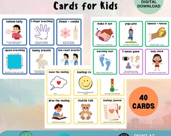 40 Calming Strategy Cards for Kids Printable Calm Down Cards Emotional Regulation Self Regulation Kids Calming Corner Coping Skills Cards