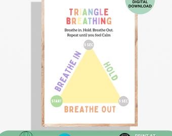 Triangle Breathing Poster Calm Down Corner Art Emotional Regulation Coping Skills Tool Mental Health Poster Shapes Breathing Counselor Decor