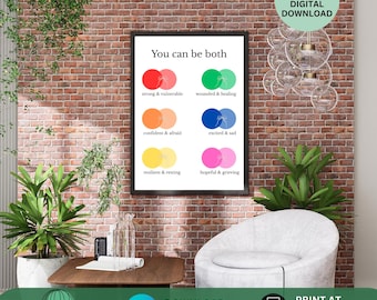You Can Be Both Therapy Poster, Mental Health Feelings Chart Therapist School Counselor Wall Art Counseling Visual DBT Duality poster