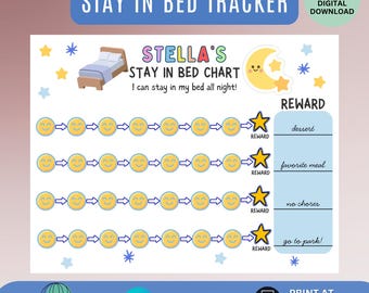 Stay in Bed Reward Bedtime Chart for Kids | Editable Bedtime Routine Printable | Nighttime Star Chart & Sleep Reward, Nighttime Routine