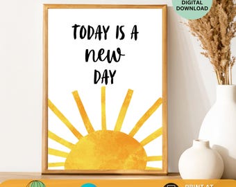 Today Is a New Day Poster Motivational Classroom Decor Therapist & School Counselor Wall Art Mental Health Print Boho Classroom Decor