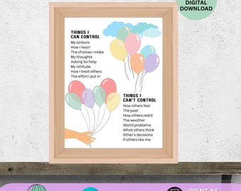Things I Can Control Poster Circle of Control Therapy Print Calm Down Corner Counselor Decor Emotional Regulation Poster Anxiety Management