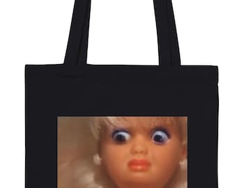 WTF Barbie schockierte Gesicht 100% Baumwolle Tragetasche - Lustiges Internet Meme Geschenk