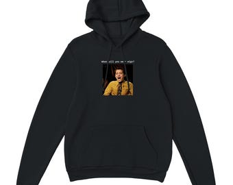 Elijah Wood lacht Wann werden Sie Perücken tragen Meme Pullover Hoodie Lustiges LOTR Pullover Geschenk für Filmfans Lustige 90er Jahre Y2K