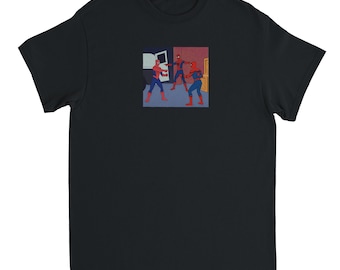 Spiderman T-Shirt Cartoon Mem 3 Spidermen Unisex T-Shirt lustig oben 90er Jahre TV-Serie Wunder Comic