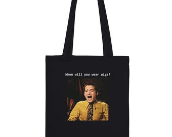 Elischa Holz lachen Wann werden Sie Perücken tragen Meme Einkaufstasche Lustige LOTR Tasche Geschenk für Filmfans Lustige 90er Jahre Y2K