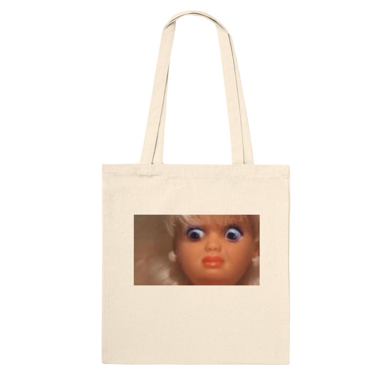WTF Barbie shocked Face 100% Cotton Tote Bag - Funny Internet Meme Gift image 3