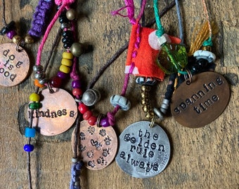 stamped penny talisman necklaces