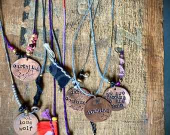 stamped penny talisman necklaces