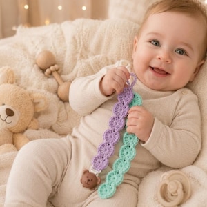 Crochet Pacifier Holder Pattern PDF, Baby Pacifier Clip Tutorial, DIY Soother Strap Pattern, Handmade Baby Accessory, Instant Download