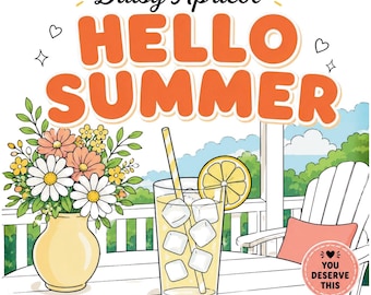 Summer Cozy Coloring Book Bundle, Adults Relaxing Pages (Digital Download PDF)