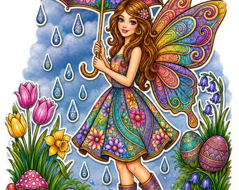 Spring Fairy Collection-15 Printable Fairy Stickers, Digital Download PDF"