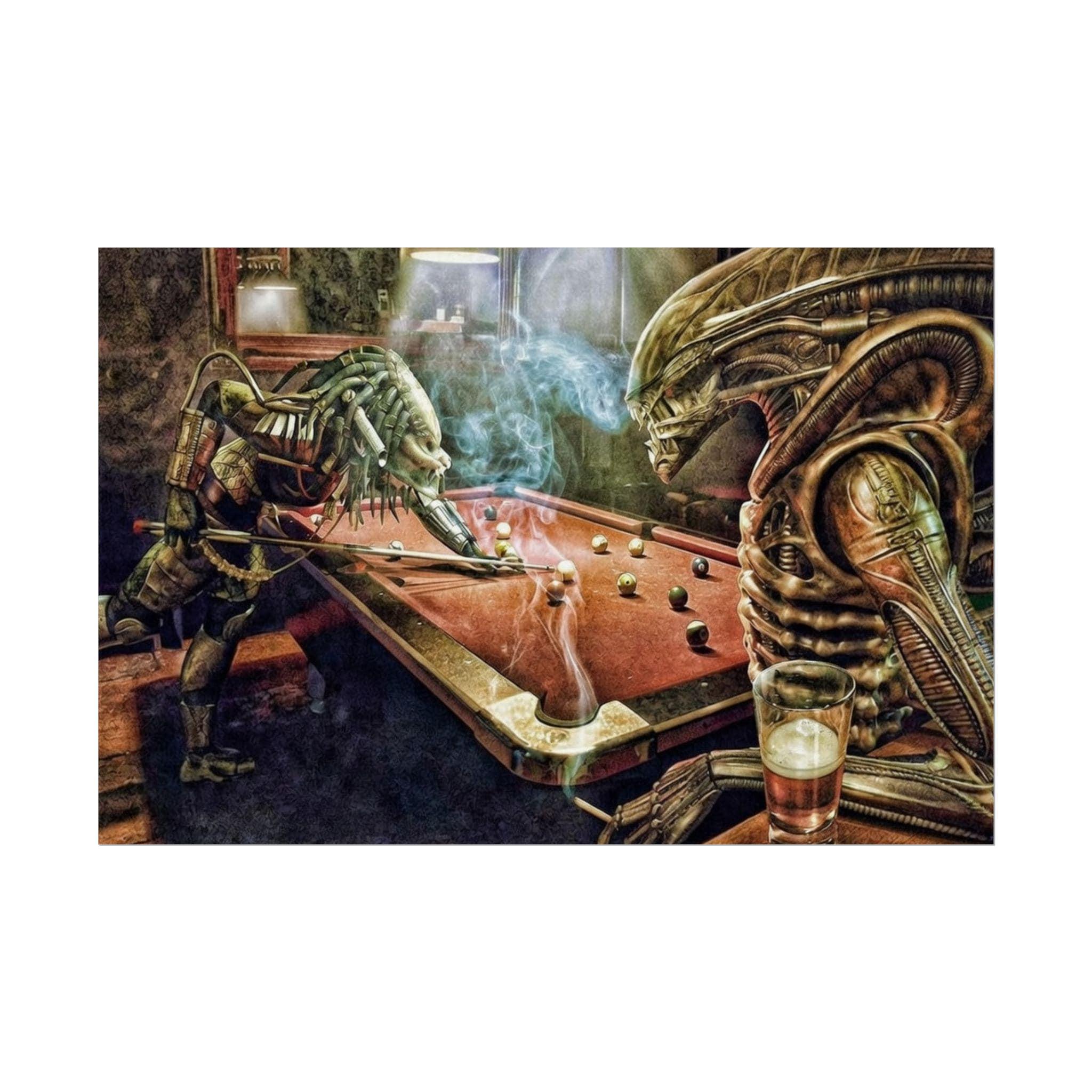 Alien Vs Predator Billiards Poster - Epic Pool Game Xenomorph Vs Yautja ...