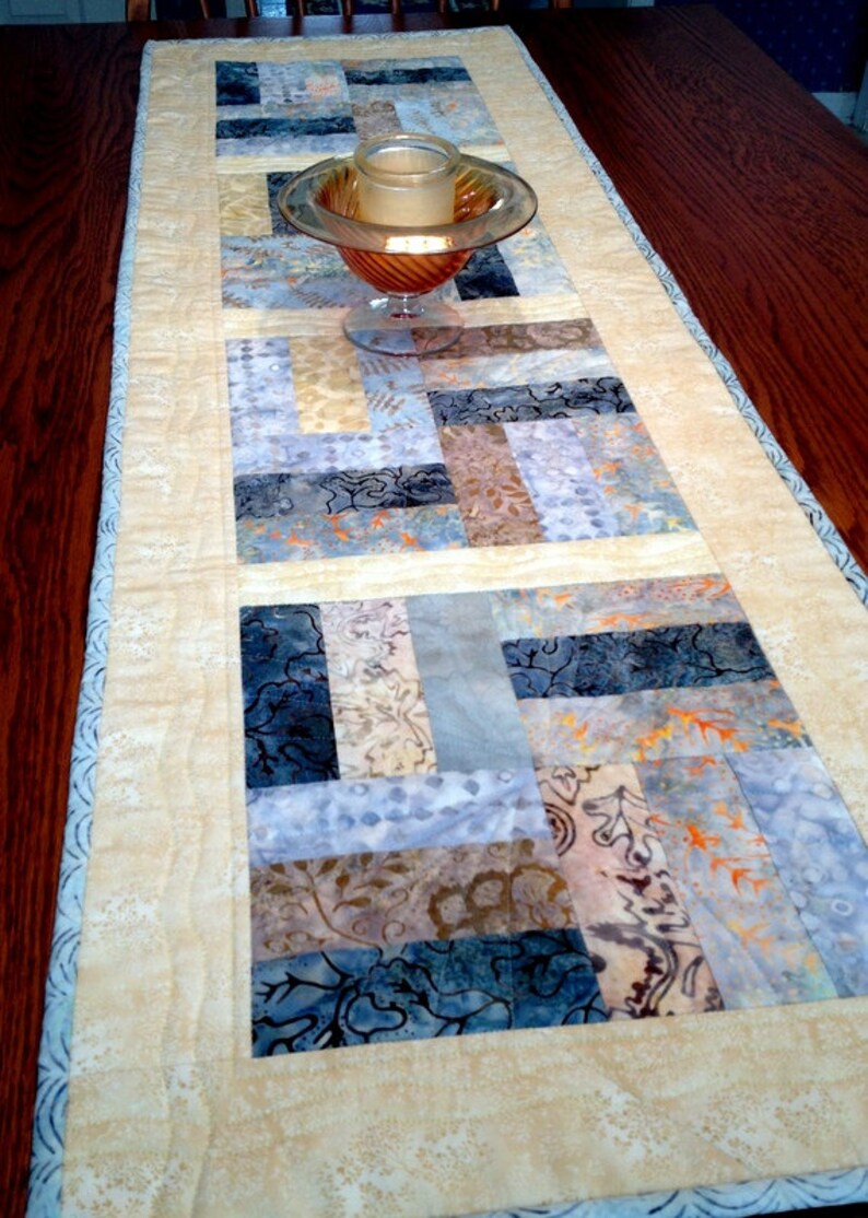 Quilted Batik Table Runner Batik Medley Quilted Table Etsy