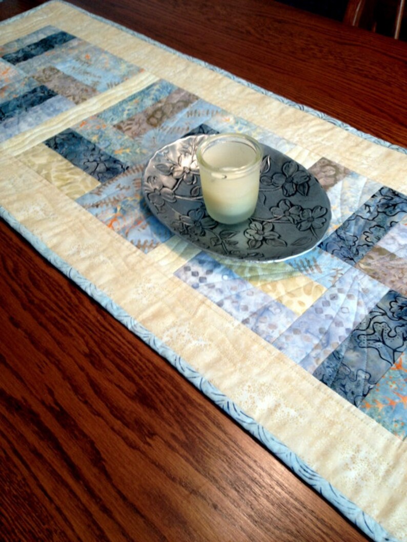 Quilted Batik Table Runner Batik Medley Quilted Table Etsy