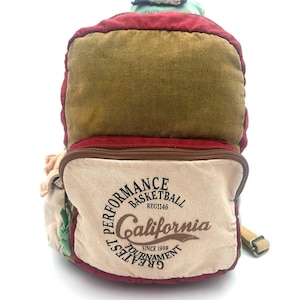 Sac à dos vintage en toile et denim patchwork