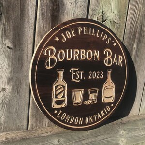Personalized Wood Whiskey Bar Sign | Custom Home Bar Decor | Rustic Wood Bar Wall Art | Bar Room Sign | Whiskey Lover Gift | Custom Bar Sign