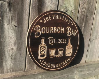 Enseigne de bar à whisky en bois personnalisée | Décoration de bar personnalisée | Art mural bar en bois rustique | Enseigne pour salle de bar | Cadeau pour amateur de whisky | Enseigne de bar personnalisée