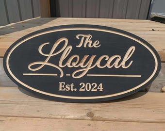 Family Name Sign Custom Personalized Last Name Sign for Anniversary Gift | Wood Established Sign for Wedding Decor or New Home Wall Art