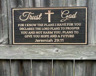Christian Wall Art | Scripture Wall Art | Jeremiah 29:11 Engraved Scripture | Faith Decor | Bible Verse Sign | Religious Gift