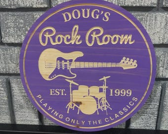 Wood Rock Lover Sign – Rustic Wall Decor, Music Room Art, Handcrafted Wooden Sign, Home, Bedroom, Living Room, Gift for Rock Fans