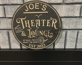 Personalized Basement Cinema Sign | Custom Home Theater Decor | Movie Room Wall Art | Rustic Wood Cinema Sign | Home Theater Gift
