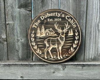 Personalized Cabin Sign | Custom Rustic Cabin Decor | Lake House Wall Art | Wood Cabin Name Sign | Cottage Gift | Cabin Wall Decor