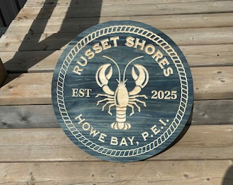 Personalized Wooden Lobster Sign, Custom Coastal Wall Decor, Lake House Lobster Sign, Nautical Beach House Decor, Lobster Kitchen Art