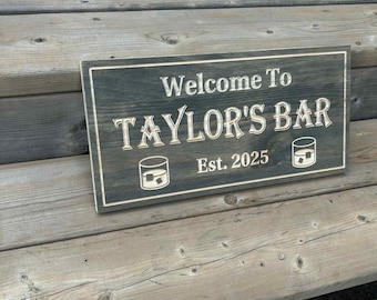 Custom Home Bar Sign Personalized, Rustic Wood Bar Wall Decor, Man Cave Bar Sign, Basement Pub Sign, Unique Gift for Home Bar Lovers