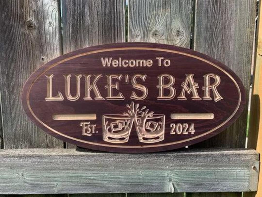 Bar Sign Handmade Personalized Bar Sign for Home Bar Wall Decor Gift for Dad Basement ...