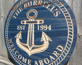 Personalized Anchor Sign | Custom Nautical Wall Decor | Beach House Sign | Rustic Anchor Wall Art | Coastal Home Gift | Custom Decor