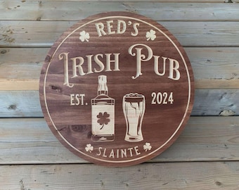 Personalized Irish Pub Pool Bar Sign, Rustic Wood Wall Art, Custom Home Bar Decor, Farmhouse Wooden Wall Hanging Gift