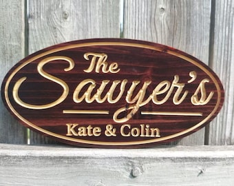 Personalized Family Name Sign | Custom Wooden Name Plaque | Rustic Home Decor | Family Wall Art | Last Name Sign | Oval Name Sign