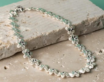 Flower Bracelet Sterling Silver Matte Textured Minimal Everyday Jewelry