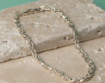 Beaded Chain Bracelet Sterling Silver Minimal Textured Everyday Jewelry