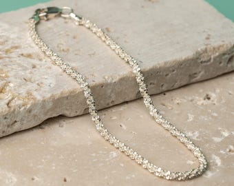 Rope Chain Bracelet Sterling Silver Twisted Minimal Everyday Jewelry
