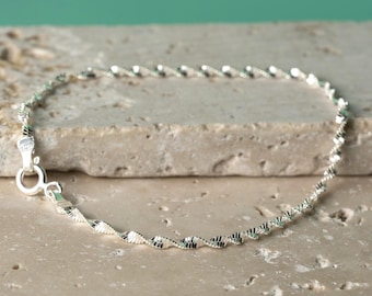 Spiral Chain Bracelet Sterling Silver Twisted Minimal Everyday Jewelry