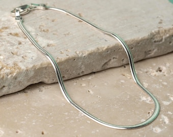Snake Chain Bracelet Sterling Silver Flat Chain Minimal Everyday Jewelry