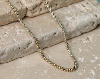 Sterling Silver Popcorn Chain Necklace – Minimalist Beaded Chain Jewelry – 925 Artisan Made from Mexico