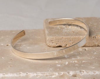 Silver Cuff Bracelet Sterling Thin Minimal Open Bangle Everyday Jewelry
