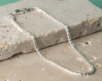 Wheat Chain Bracelet Sterling Silver Woven Minimal Everyday Jewelry